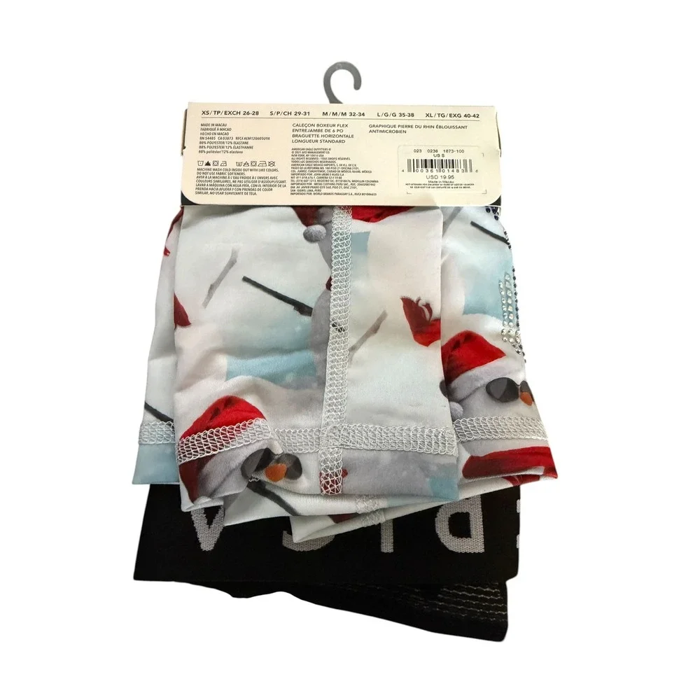 American Eagle Men's Flex Boxer Briefs Small Snowman Rhinestone 6